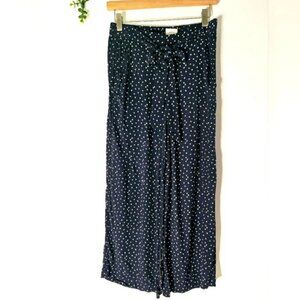 Aritzia Wilfred Polka Dot  Wide Leg front Tie Elastic Back Parallel Pants Sz M